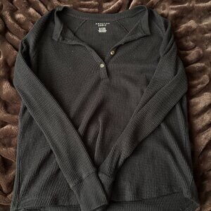 Black Waffle Knit Long Sleeve